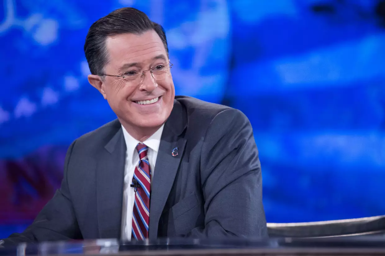 Stephen Colbert during a taping of Comedy Central's <em>The Colbert Report</em> in December 2014.