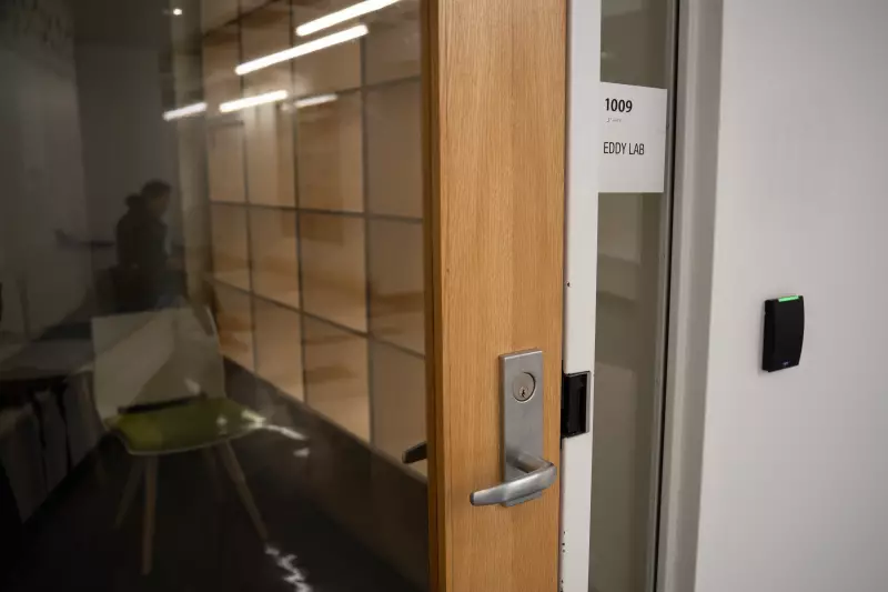 Eddy's lab Caption: The empty side of Eddy Lab at Harvard University, photographed May 6, 2026. Jodi Hilton for NPR