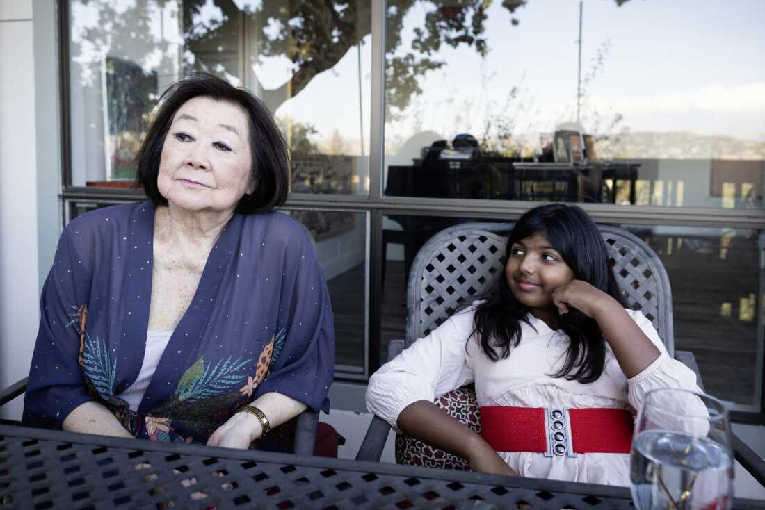 On the porch at Ameya Desai's home in San Jose, Horikawa talks about her experiences.