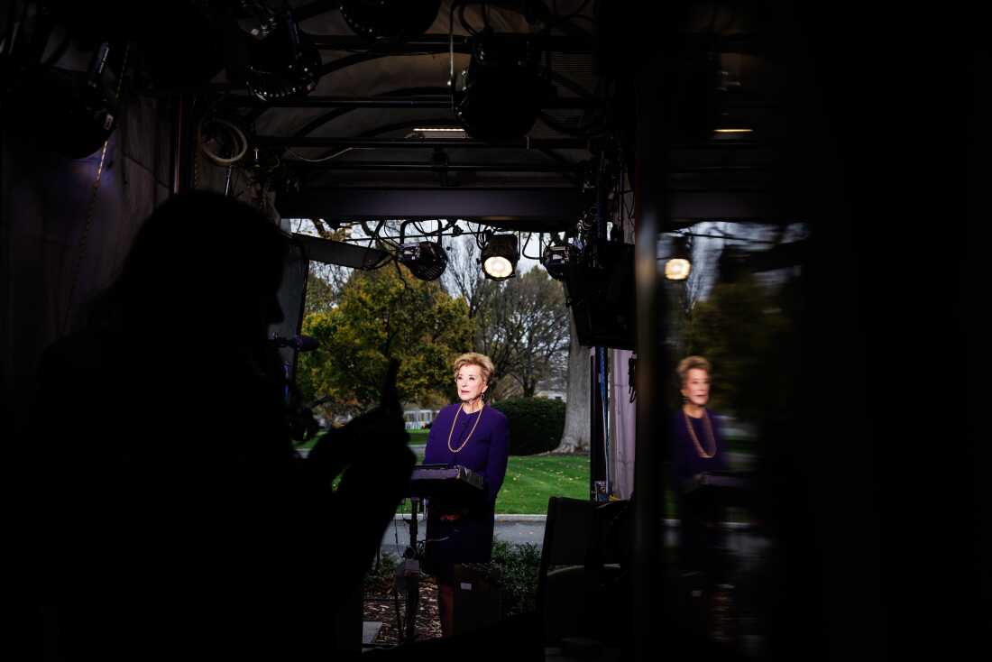U.S. Education Secretary Linda McMahon during a television interview outside the White House. In an op-ed published in USA Today, McMahon wrote, “protecting students’ civil rights is work that will never go away.”