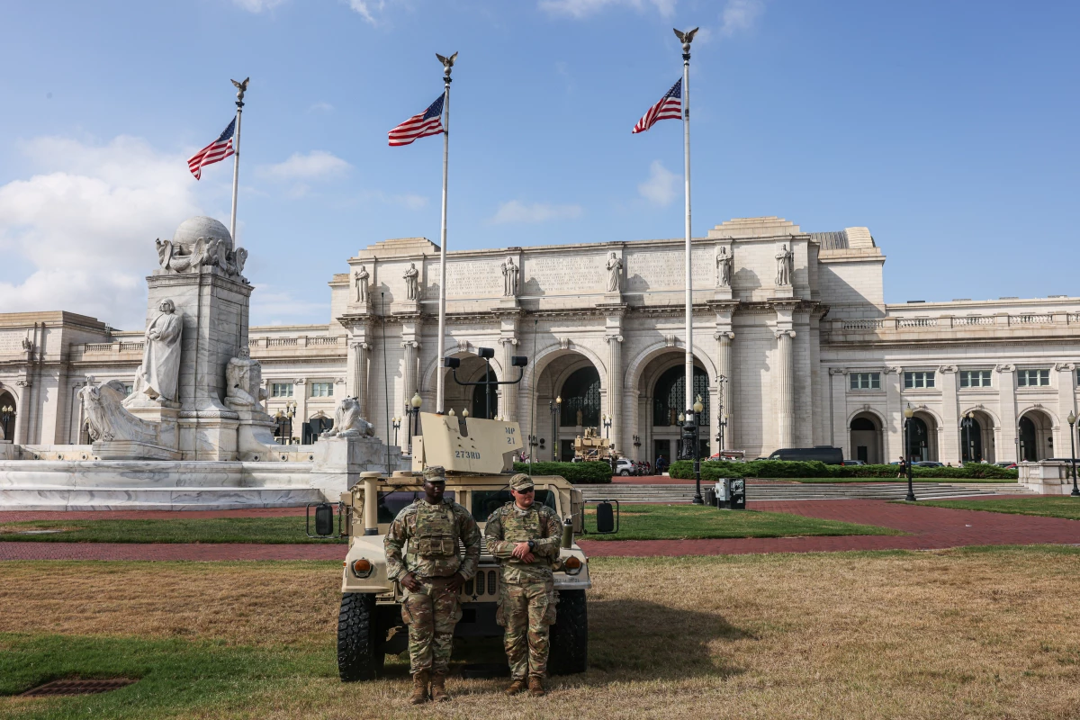 Members of the South Carolina National Guard stand outside Union Station in Washington, D.C., last week.