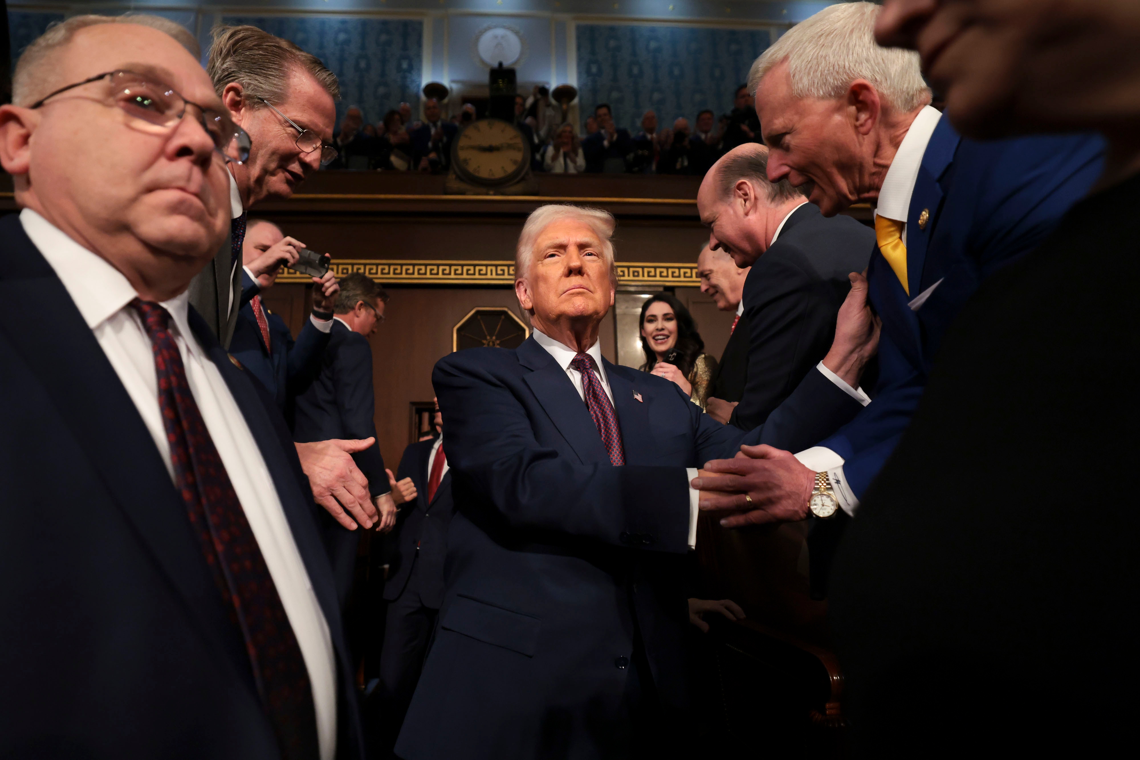 President Trump arrives for a joint session of Congress in the U.S. Capitol in Washington, D.C., on March 4.