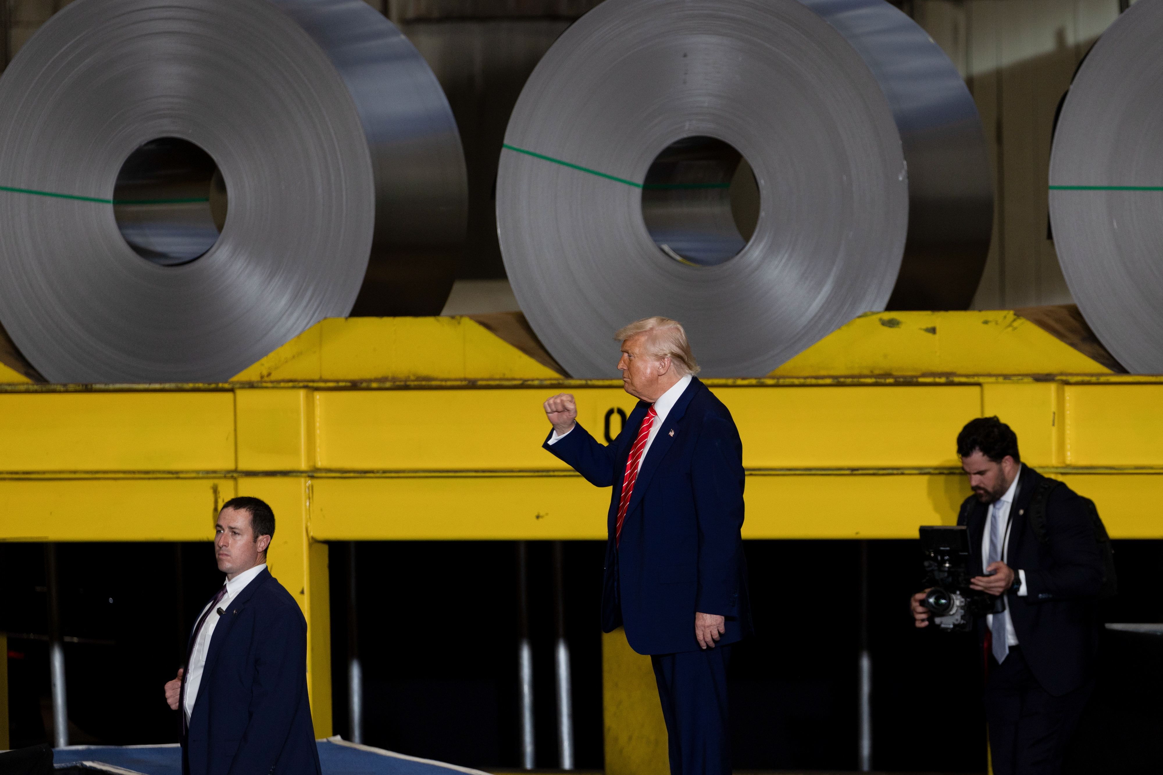 President Trump announced plans to double the tariff on imported steel while visiting a US Steel plant in West Mifflin, Pennsylvania.