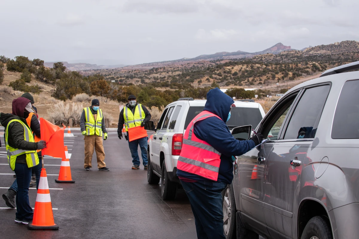 A COVID-19 vaccination event organized by the Navajo area Indian Health Service in Gallup, New Mexico in March 2021.