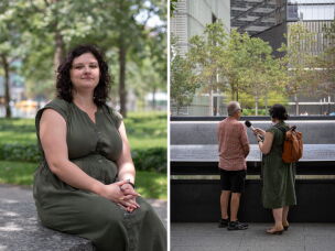 Annmarie Fertoli interviews her father, Rocco Fertoli, at the 9/11 Memorial & Museum.