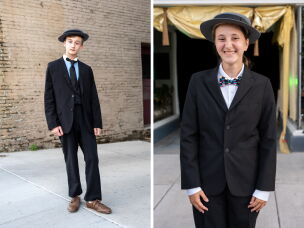 Aden Blatchford, 13, from Ontario, Canada and Chloe Fadem, 21, from Chicago, dressed up as Buster Keaton.