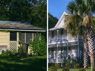 Two homes in Walton County. The sheriff's office in Defuniak Springs sits between the rural, largely lower-income communities in the north and the more affluent communities in the south, bordering the Gulf of Mexico.
