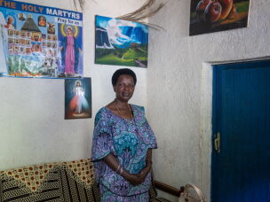 Marie Gorette Mutuyimana, 53, is a teacher at Gakoro school in Nyamutera, Rwanda. She has to cross the river to get to and from work and used to worry about how her students could get home safely during heavy rains. A new bridge has erased her worries.