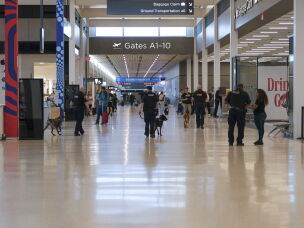 A Transportation Security Administration K-9 unit makes its rounds at Kansas City International Airport on June 2.