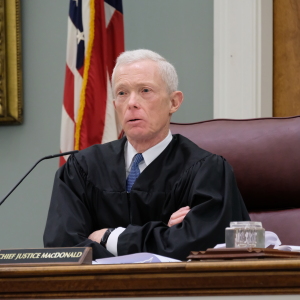 New Hampshire Supreme Court Chief Justice Gordon MacDonald during oral arguments on Feb. 1