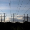 High-voltage power lines are pictured in Miami, Fla.