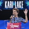 A federal judge in Washington, D.C. ruled on Thursday that administration official Kari Lake had overstepped in firing the director of Voice of America. In this photo, Lake speaks at the Conservative Political Action Conference, CPAC, in February in Oxon Hill, Md.