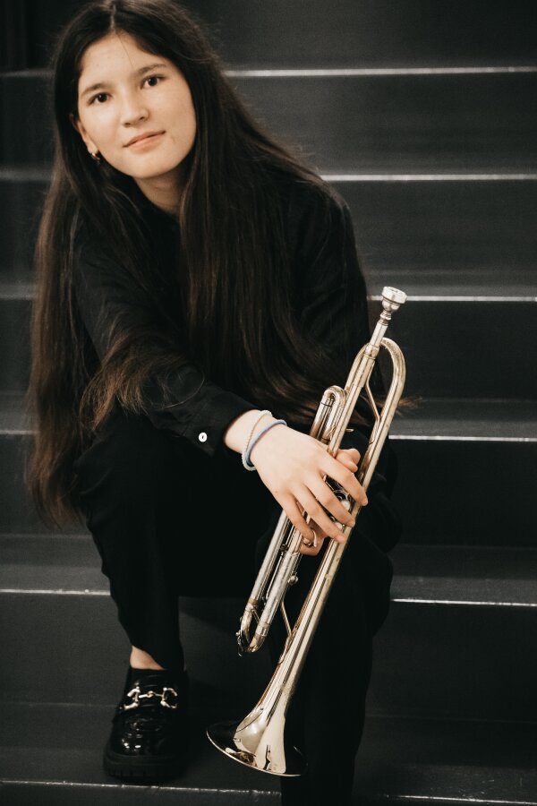 15-year-old trumpet player Zohra Ahmadi, a member of the Afghan Youth Orchestra.