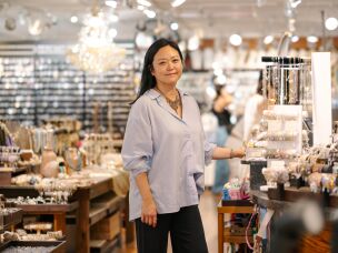 Gina Jeon says she rearranges a section of her store, Hot Jewelry Box, every day — one of the ways she tries to give people reasons to return and shop in person.