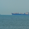 A commercial ship is anchored off the coast of the United Arab Emirates, on March 2.
