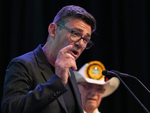 Labour party's Andy Burnham speaks after winning the Makerfield by-election, paving the way for a leadership challenge against Prime Minister Sir Keir Starmer. in Wigan, England, Friday, June 19, 2026.