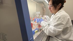Adelaide Tovar, a postdoctoral geneticist at the University of Michigan, prepares cell samples in a science laboratory on campus. Tovar is one of about 200 early-career scientists who will lose research funding because the Trump administration ended their grant program.
