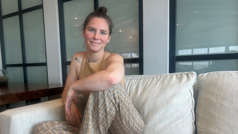 Amanda Knox in a hotel in West Hollywood.