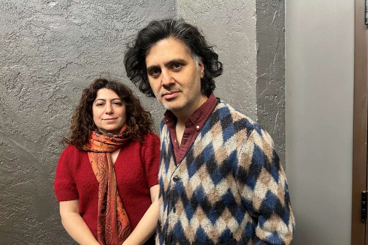 Maryam Ataei and Hossein Keshavarz in Park City, Utah, after the premiere of their film The Friend's House is Here at the Sundance Film Festival.
