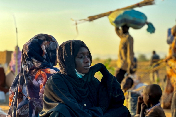 A displaced woman rests in Tawila, in the country's war-torn western Darfur region, on Oct. 28, 2025, after fleeing El Fasher following the city's fall to the Rapid Support Forces (RSF).