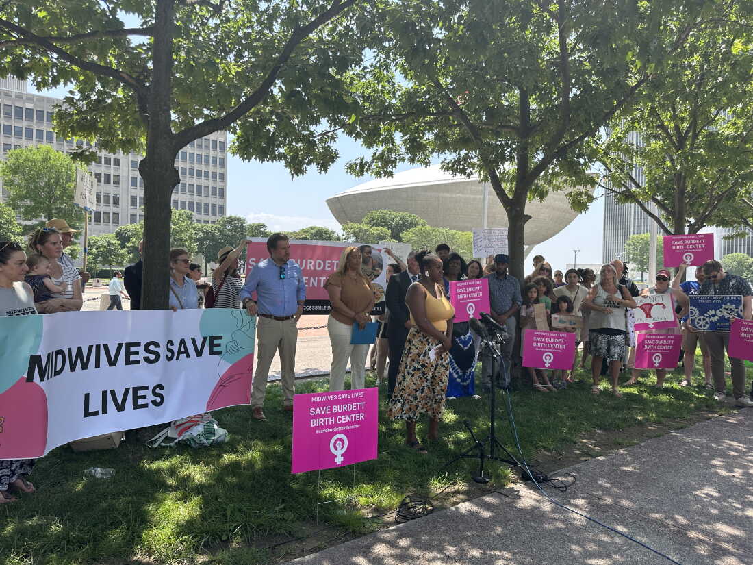 Community leaders, politicians, midwives, doulas, and families from Troy, New York, rallied for months to stop the Burdett Birth Center from closing, including at the state Capitol in Albany.