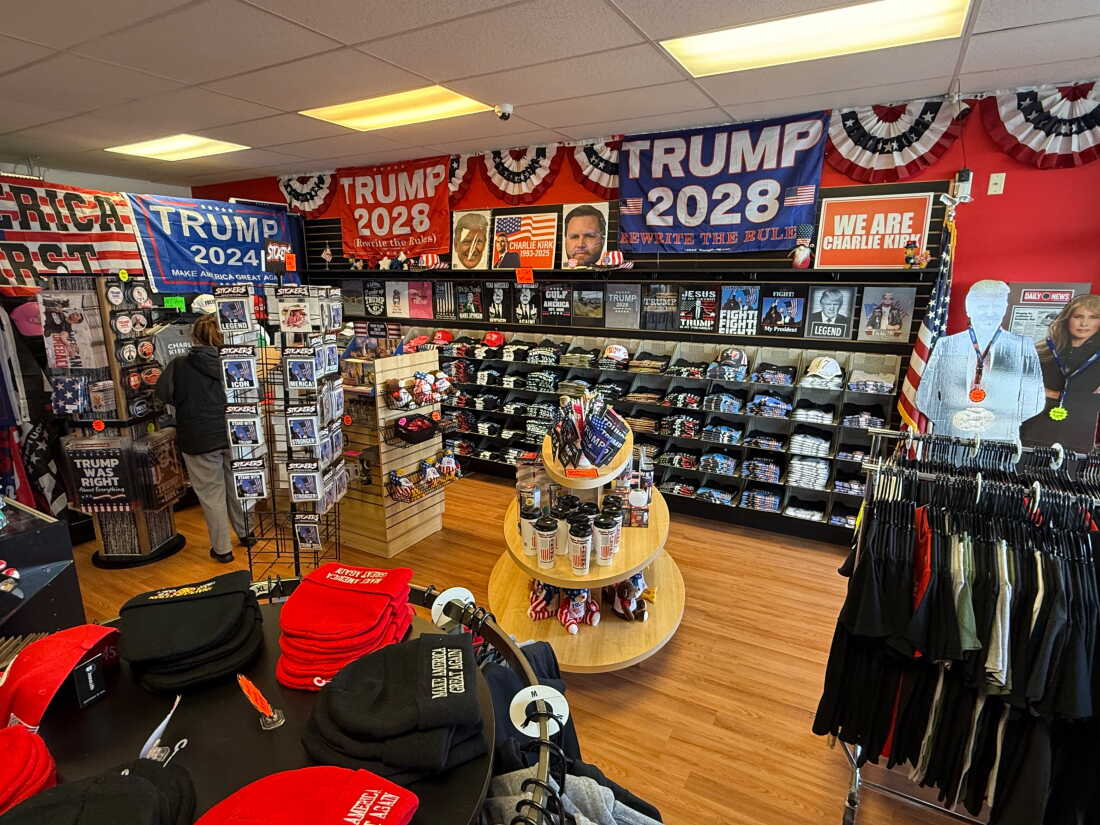 The Trump store features all kinds of Trump-related merchandise from MAGA hats to anti-Biden T-shirts.