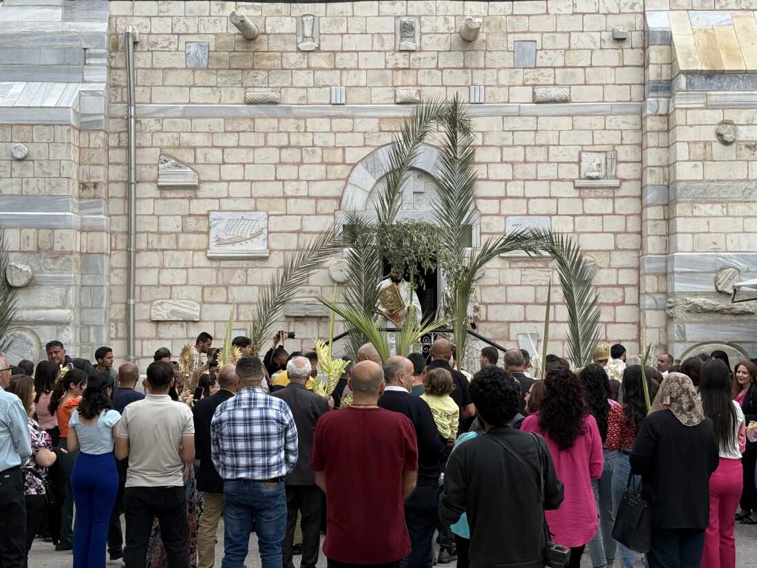 The Greek Orthodox Church of Saint Porphyrius in Gaza, City celebrates Palm Sunday on April 13, 2025.