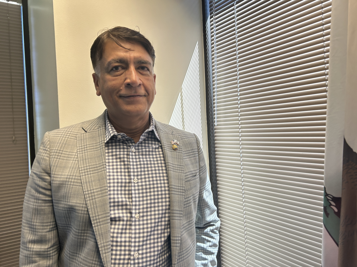 Ian Choudri, CEO of the California High-Speed Rail Authority, in his office in Sacramento.
