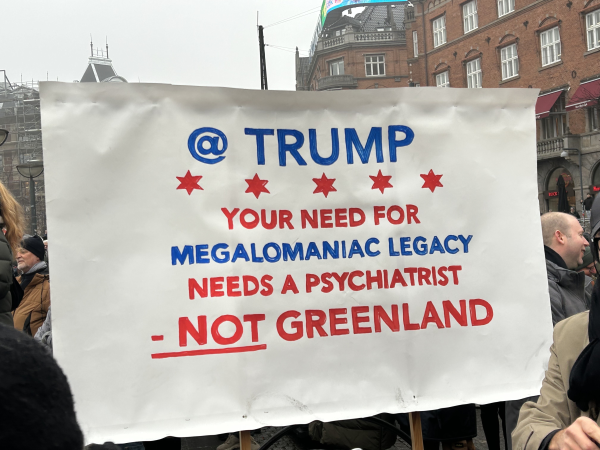 One demonstrator held up a sign that read: 'Trump: Your need for megalomaniac legacy needs a psychiatrist — not Greenland.' Thousands of demonstrators took to the streets of Copenhagen Saturday, protesting against Trump's rhetoric surrounding the proposed U.S. acquisition Greenland.