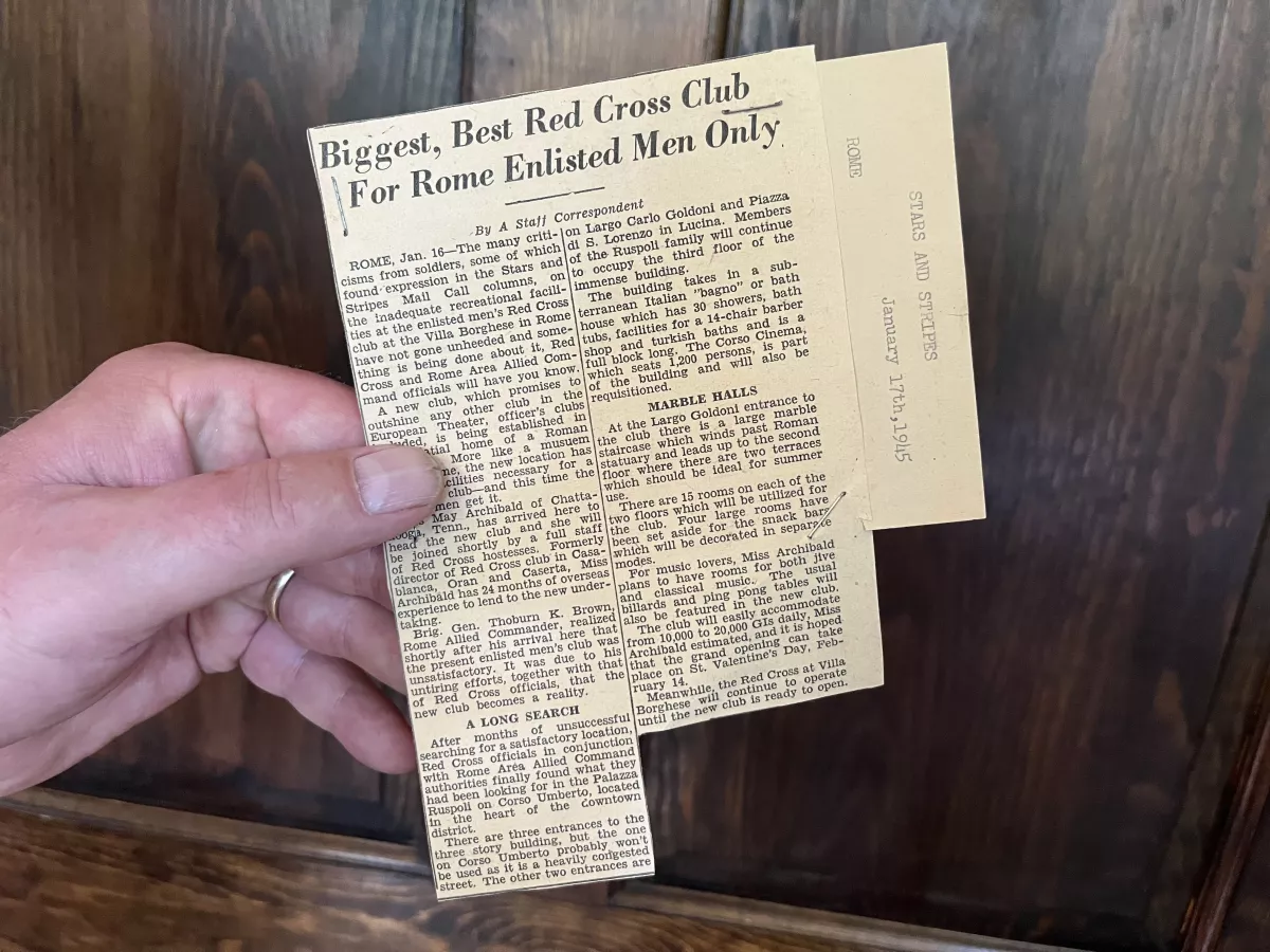 A newspaper clipping about one of the clubs where Mom danced and played pingpong with the servicemen who wrote to her.