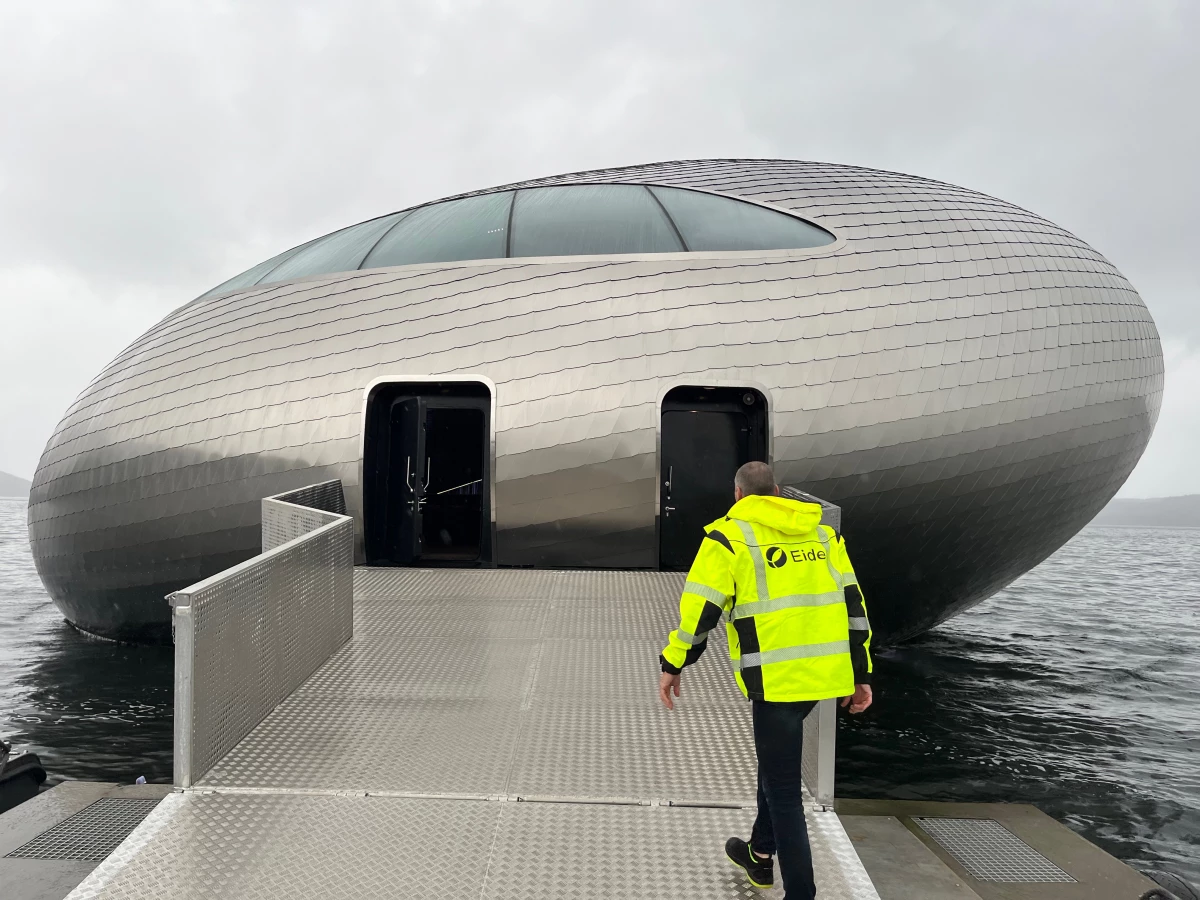 Sondre Eide built The Salmon Eye as an education center and Michelin-starred restaurant. It is the world’s largest floating art installation.