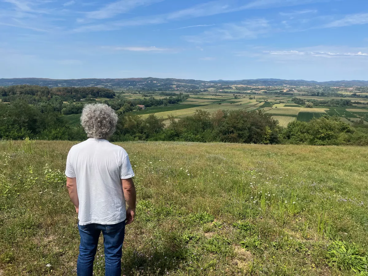 Vladan Jakovljevic looks out onto the Jadar Valley. The beekeeper says his bees, which pollinate crops throughout the valley, are threatened by potential environmental damage from Rio Tinto’s proposed lithium mine in the valley.