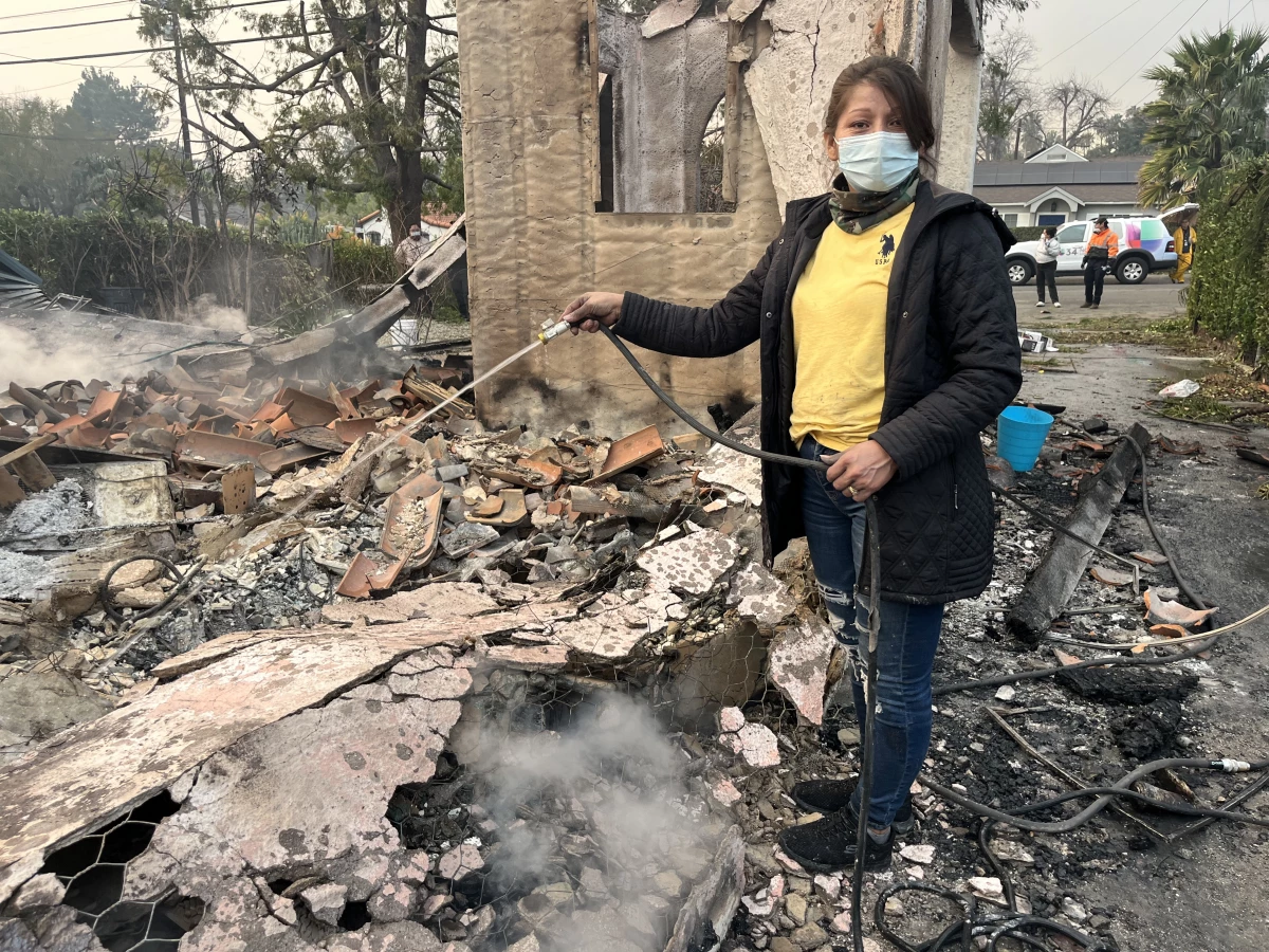 Maria Garcia said she couldn't sleep knowing people's houses were burning. So she gathered her brothers and friends and went into burning areas of Altadena, Calif., to help keep the fires from spreading.