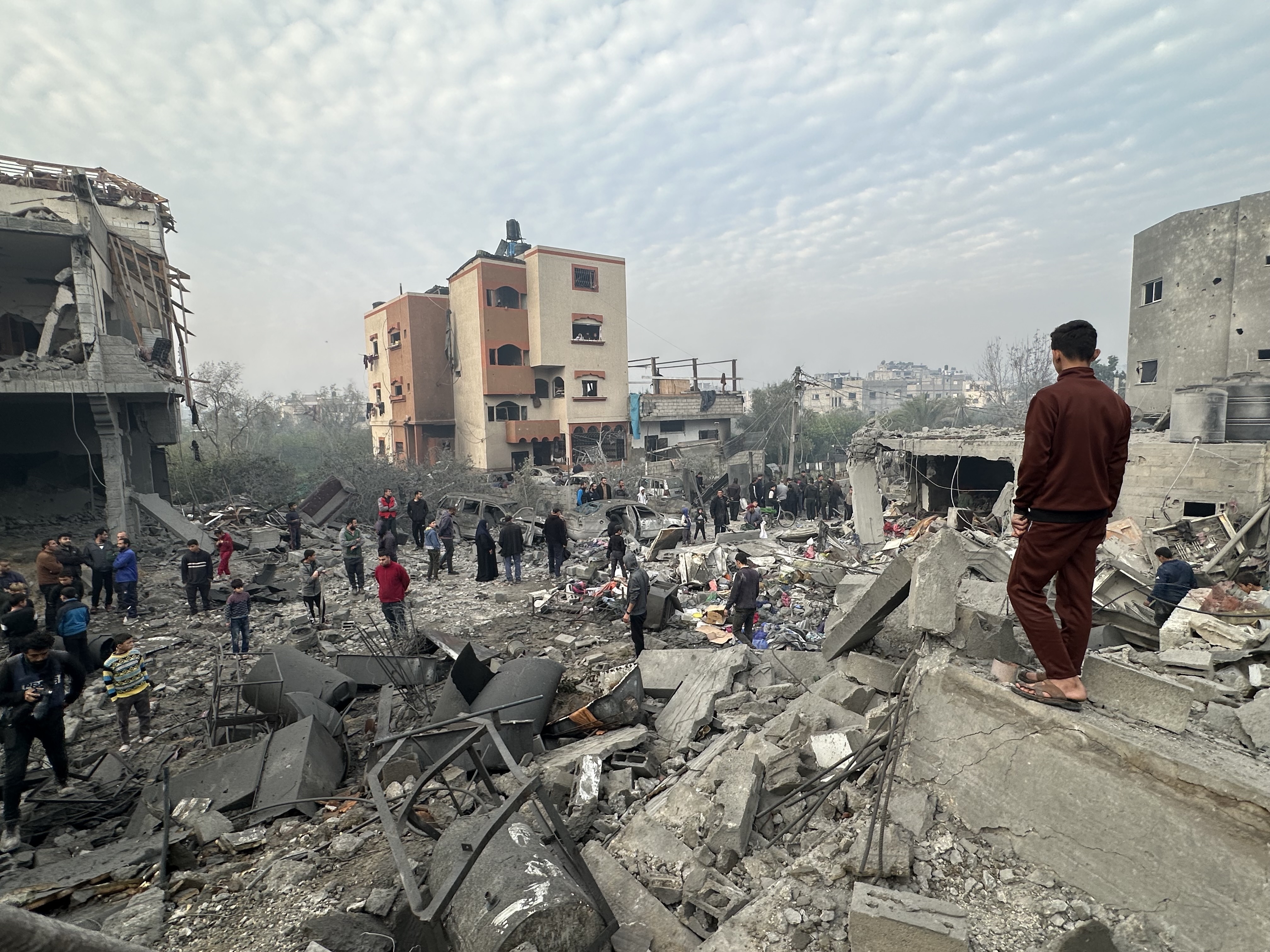 A view of damage at a residential building following an Israeli airstrike on Jabalia after Israel and Gaza reached a ceasefire deal, in the north of Gaza City, on Thursday.