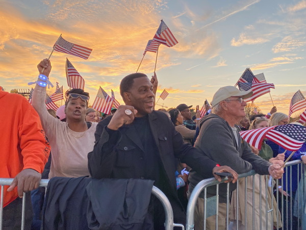 Supporters of Vice President Harris gather to hear her speech at the Ellipse near the White House on Oct. 29, 2024.