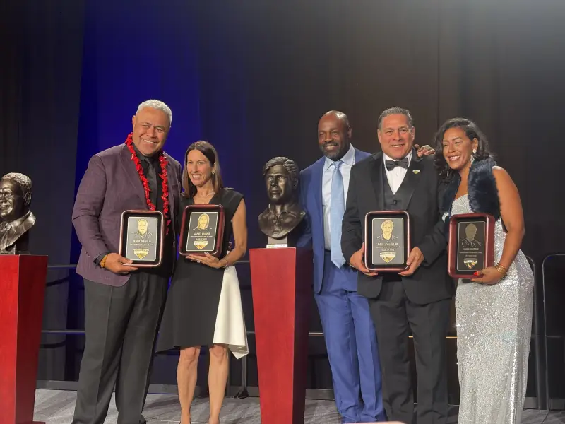 CASHOF 2025 inductees or representative holding their awarded plaques
