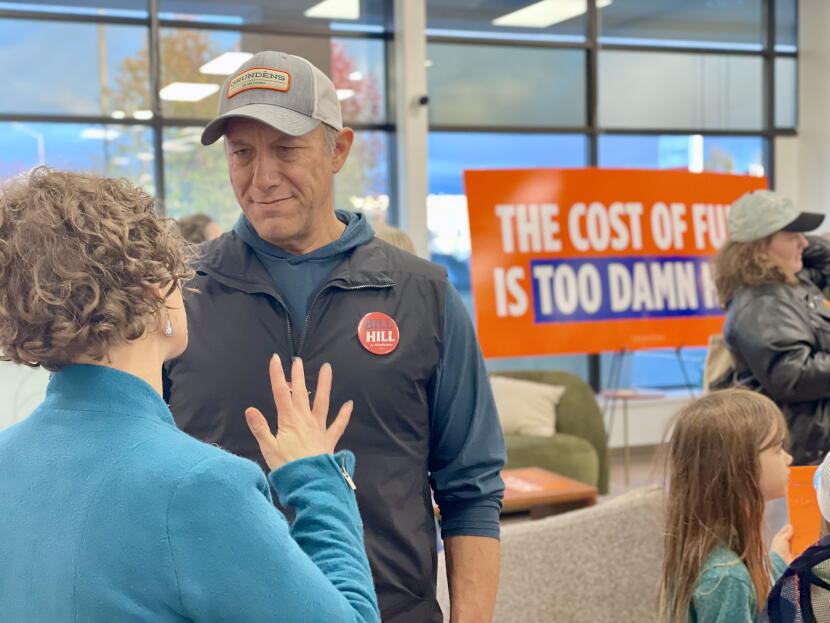 Bill Hill met with supporters in Anchorage on Oct. 8.