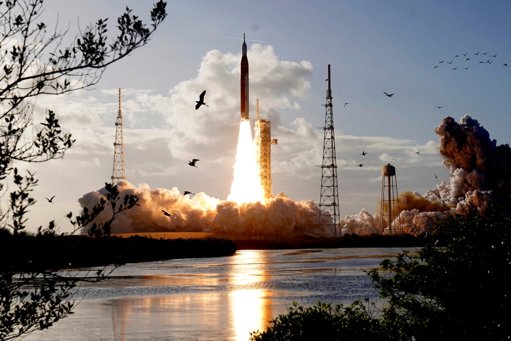 NASA's Artemis II moon rocket lifts off from the Kennedy Space Center's Launch Pad 39-B Wednesday, April 1, 2026, in Cape Canaveral, Fla. (AP)