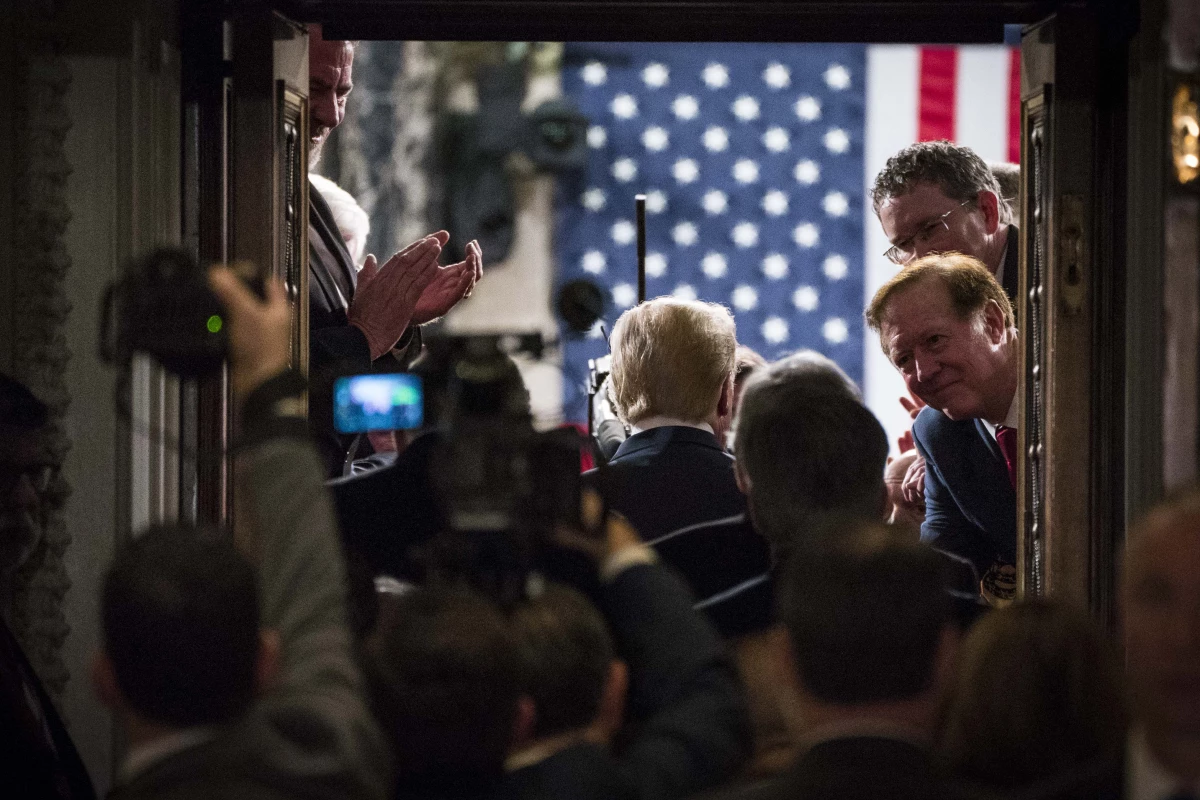 President Trump arrives to deliver the State of the Union address in the chamber of the U.S. House of Representatives on Feb. 4, 2020.