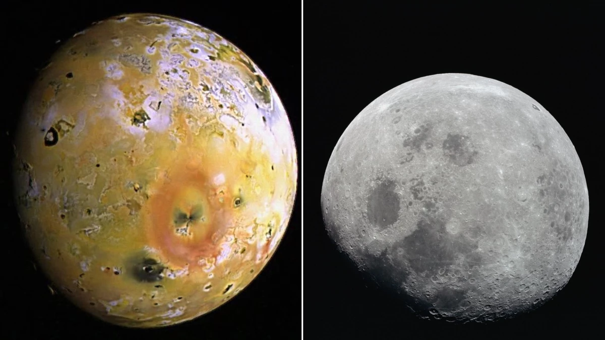 Scientists say Earth's Moon went through a period when it was a lot like Io, a moon of Jupiter that's full of volcanic activity.