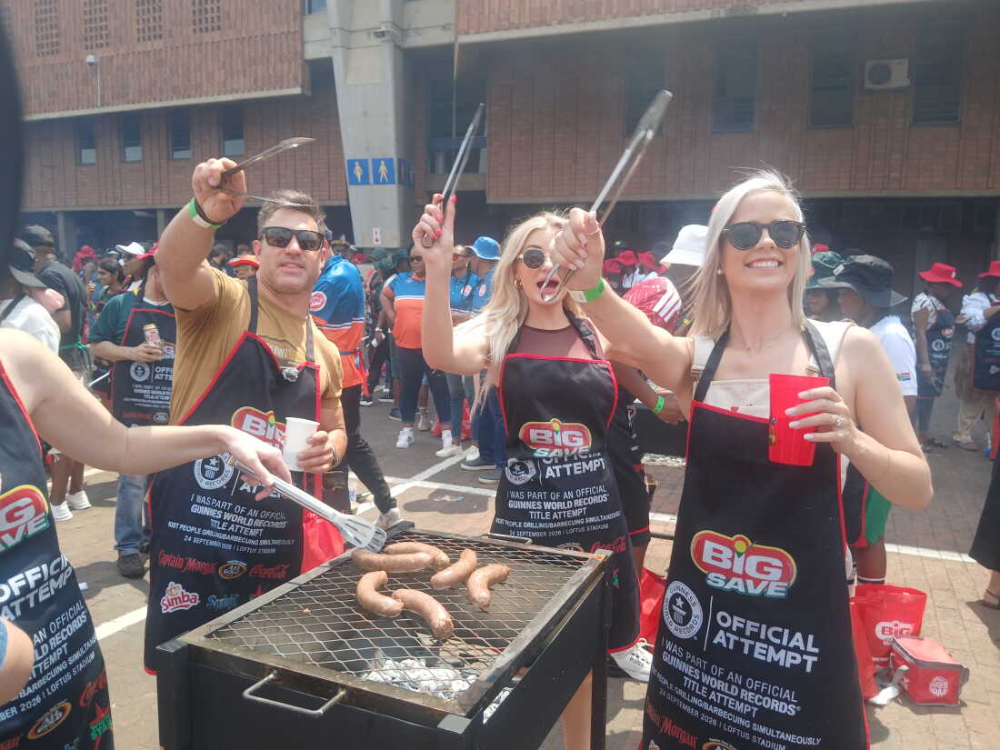 Participants at Loftus Versfeld Stadium in Pretoria where thousands of South Africans gathered on 24 September, 2026, to try and break the Guinness World Record for the biggest ever braai, or barbecue.