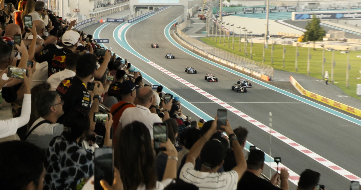 A scene from F1: The Movie, which is nominated for an Oscar for achievement in sound.