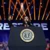 In this file photo Vice President Harris speaks at an event in Manassas, Va., Jan. 23, 2024, to campaign for abortion rights. Harris will commemorate her historic nomination in Chicago this week as Democrats hold their convention against the backdrop of a state that has become a hub for abortion access.