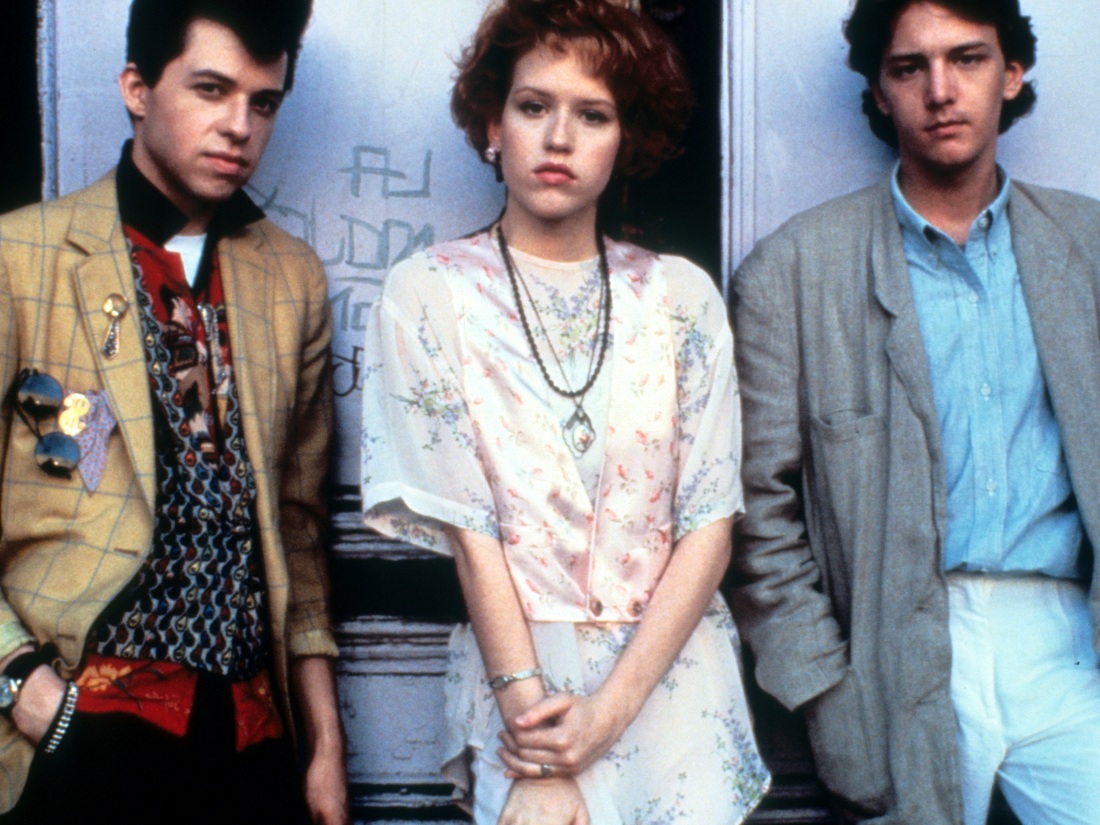 Jon Cryer, Molly Ringwald and Andrew McCarthy on the set of Pretty In Pink in 1986. Molly Ringwald was not involved in the Brats documentary.