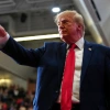 President Donald Trump departs after speaking during a campaign rally at McMorran Place Sports and Entertainment Center, Sunday, Oct. 25, 2026, in Port Huron, Mich.