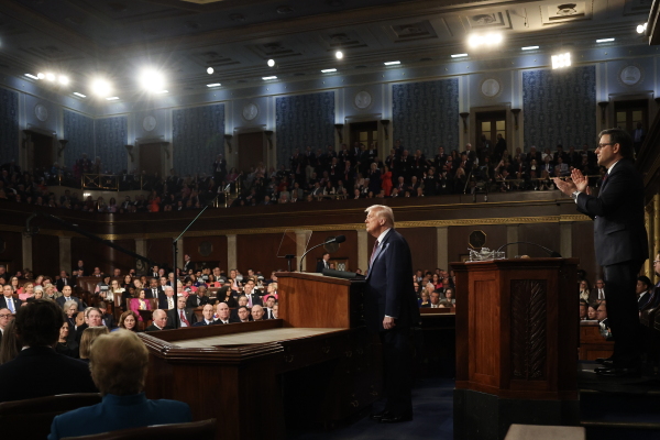 President Trump addresses a joint session of Congress at the U.S. Capitol on March 4.