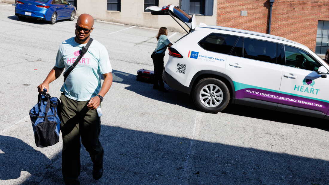 Durham, N.C. - September 14th, 2026: Rob Crisp, a peer support specialist with the HEART program, responds to a call for a wellness check at a parking lot.