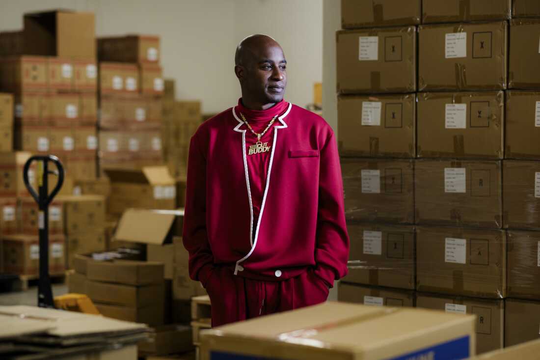 Joshua Esnard stands for a portrait in The Cut Buddy warehouse in Morrisville, North Carolina, on January 16.