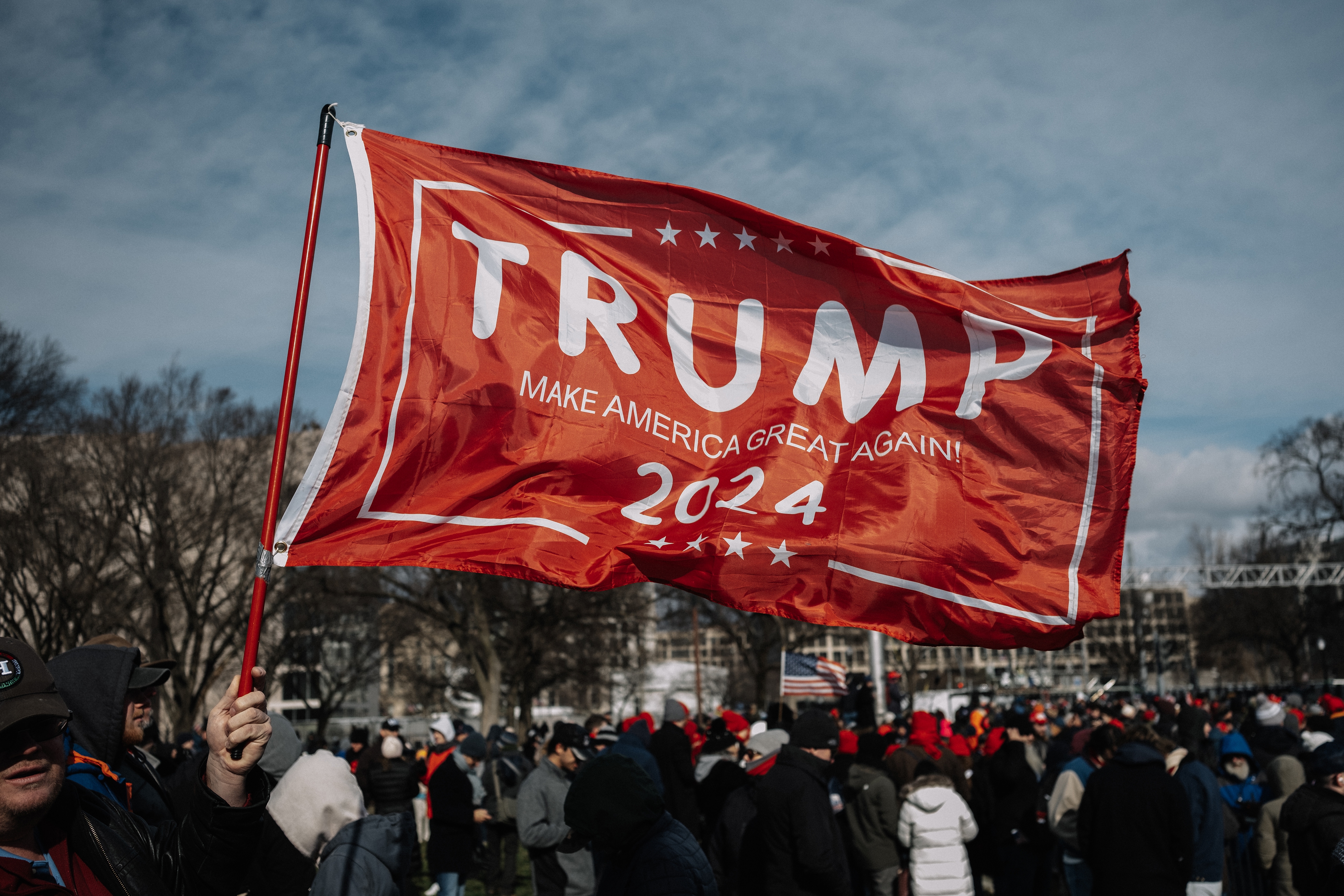 Pro-Trump supporters gather at the National Mall before the inauguration of the President Trump on January 20 in Washington, DC.