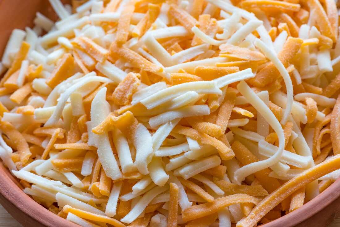 A shredded cheese blend. 